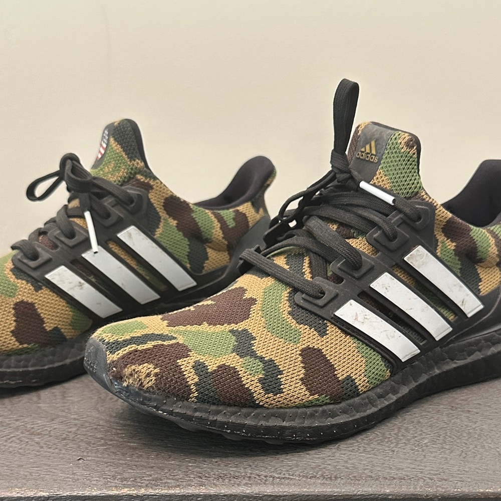 Adidas Bape Ultraboost 4.0 Green and Brown Camouflage Sneakers